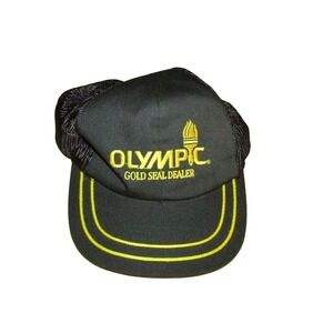Olympic Gold Seal Dealer painter trucker Hat Cap Black snap back adjustable